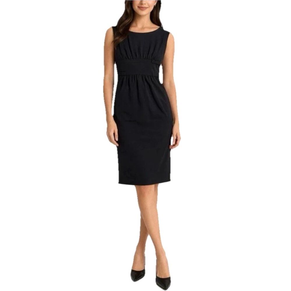 Armani Collezione Women's Black Sleeveless Bow Detail Knee Length Dress Size 10